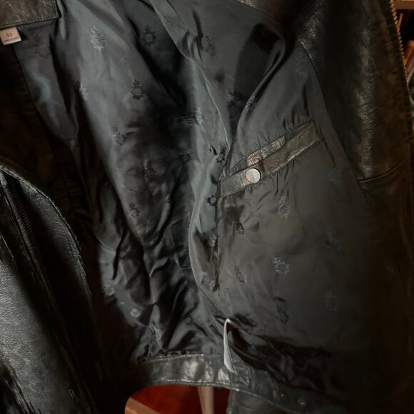 $2698 JOHN VARVATOS Limited Edition Scored Leather with Python Foil Jacket sz50 - Picture 9 of 14